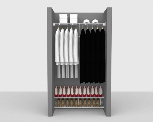Fixed Mount Cloakroom Package 1 - Shelf & Rod shelving up to 1,22m/ 4' wide